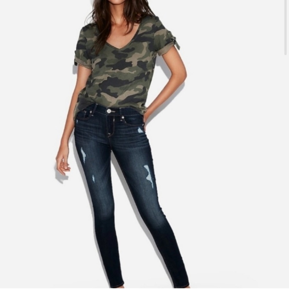 Express Distressed Skinny Jeans
